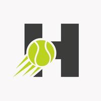 Anfangsbuchstabe h Tennis-Logo-Konzept mit beweglichem Tennisball-Symbol. Tennis-Sport-Logo-Symbol-Vektor-Vorlage vektor