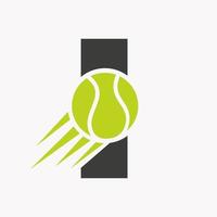 Anfangsbuchstabe i Tennis-Logo-Konzept mit beweglichem Tennisball-Symbol. Tennis-Sport-Logo-Symbol-Vektor-Vorlage vektor