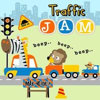 rolig djur körning bil i stad väg, urban trafik element, vektor tecknad serie illustration