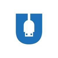 första brev u uSB symbol design. dator förbindelse uSB kabel- ikon vektor