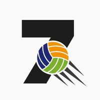 första brev 7 volleyboll logotyp begrepp med rör på sig volley boll ikon. volleyboll sporter logotyp symbol vektor mall