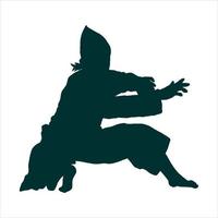 illustration des silhouettenkämpfers silat karate muaythai vektor