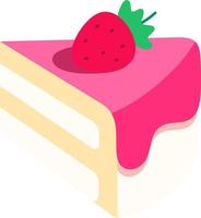 en bit av vanilj jordgubb kaka lutande lite uppåt efterrätt ikon element illustration platt stil vektor