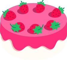 Vanille-Erdbeer-Kuchen-Dessert Symbol Element Illustration flachen Stil vektor