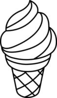 Vanille-Eiswaffel-Dessert-Symbolelement-Illustrationslinie mit weißem Stil vektor