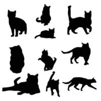 schwarze katze gesetztes vektordesign. vektor