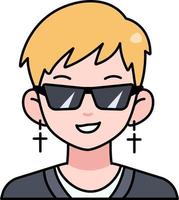 kpop mann junge avatar benutzer person menschen brille ohrringe farbigen umriss stil vektor