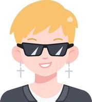 kpop mann junge avatar benutzer person menschen brille ohrringe flachen stil vektor
