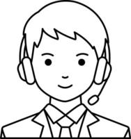 service call center mann benutzer avatar preson menschen linie und weiß gefärbter stil vektor