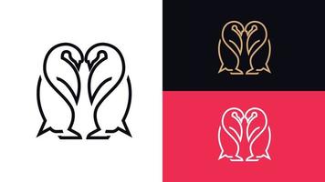 uppsättning vektor monoline pingvin logotyp design