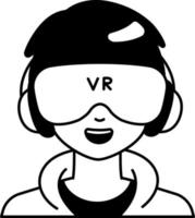 vr teknologi studerande användare man pojke avatar person social Halvfast transparent stil vektor