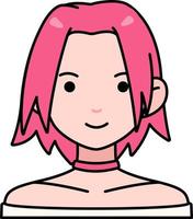 kvinna flicka avatar användare person människor rosa kort hår färgad översikt stil vektor