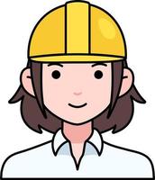 teknik kvinna flicka avatar användare person arbetskraft säkerhet hjälm färgad översikt stil vektor