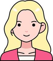 kvinna flicka avatar användare person lång hår rosa Kläder färgad översikt stil vektor
