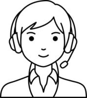 service call center womaan mädchen avatar benutzer person menschen linie mit weiß gefärbt vektor