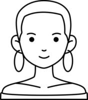 kvinna flicka avatar användare person kort hår svart hud linje med vit färgad vektor
