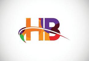 bunter buchstabe hb logo design vektor. modernes logo für die visuelle identität von unternehmen im low-poly-kunststil vektor
