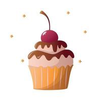 Cupcake-Farbvektorillustration, Cupcake-Dessert, Geburtstags-Cupcake vektor