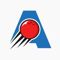 Anfangsbuchstabe ein Bowling-Logo-Konzept mit beweglichem Bowlingkugel-Symbol. Bowling-Sport-Logo-Symbol-Vektor-Vorlage vektor