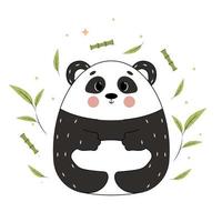 Panda mit Bambus, Vektorillustration von Panda, Panda isoliert auf weißem Hintergrund vektor