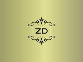 kreatives zd-logobild, erstklassiges zd-luxusbriefdesign vektor