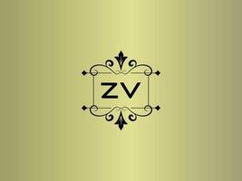 kreatives zv-logobild, erstklassiges zv-luxusbriefdesign vektor