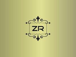 kreatives zr-logobild, erstklassiges zr-luxusbriefdesign vektor