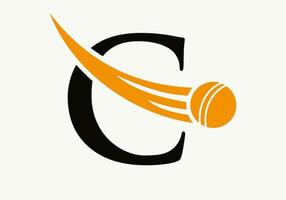 brev c cricket logotyp begrepp med rör på sig cricket boll ikon. cricket sporter logotyp symbol vektor mall