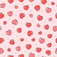 buntes muster mit herzen auf rosa hintergrund im gekritzelstil für valentinstag. vektor