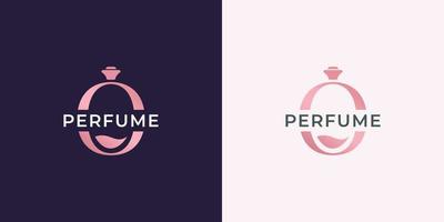 Luxus-Parfüm Roségold-Design. symbol für kosmetik, schönheitssalon, hautpflege, produkt, flaschenparfüm vektor