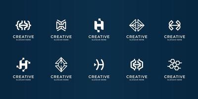 uppsättning av abstrakt första brev h logotyp i svart och vit mall. ikoner för företag illustration vektor
