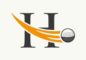 Buchstabe h Golf-Logo-Design-Vorlage. Zeichen der Hockey-Sportakademie, Vereinssymbol vektor