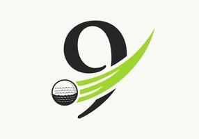 Buchstabe 9 Golf-Logo-Design-Vorlage. Zeichen der Hockey-Sportakademie, Vereinssymbol vektor