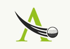 Schreiben Sie eine Golf-Logo-Design-Vorlage. Zeichen der Hockey-Sportakademie, Vereinssymbol vektor