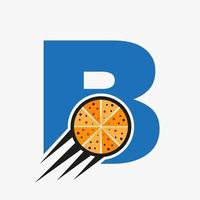Anfangsbuchstabe b Restaurant-Café-Logo mit Pizza-Konzept-Vektorvorlage vektor