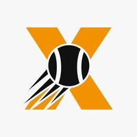 Buchstabe x Tennis-Logo-Konzept mit beweglichem Tennisball-Symbol. Tennis-Sport-Logo-Symbol-Vektor-Vorlage vektor
