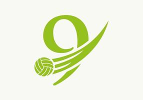 brev 9 volleyboll logotyp design tecken. volleyboll sporter logotyp symbol vektor mall