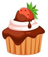muffin eller små kaka med jordgubb och choco vektor