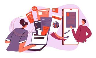 människor använder sig av smartphones för företag och projekt vektor