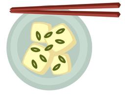 asiatisches essen oder snack, onigiri aus reis oder sojatofu vektor