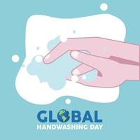 Global Handwashing Day Schriftzug mit Händewaschen vektor