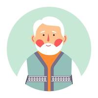 porträt eines älteren männlichen charakters, großvater mit grauen haaren vektor