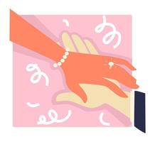 bröllop ceremoni eller engagemang, kvinnors hand med ringa vektor