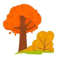 Herbstwald oder Parklandschaft, Bäume mit gelben Blättern vektor