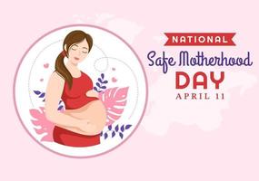 nationell säker moderskap dag på april 1 illustration med gravid mor och barn för webb baner eller landning sida i platt tecknad serie hand dragen mallar vektor
