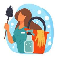 rengöring tjänster företag, hushållerska eller hembiträde för Hem vektor