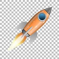 Start eines orangefarbenen Raketenschiffs vektor
