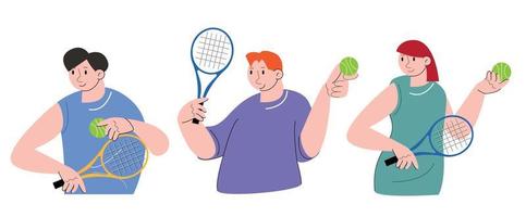 charakterleute spielen tennisvektorillustration vektor