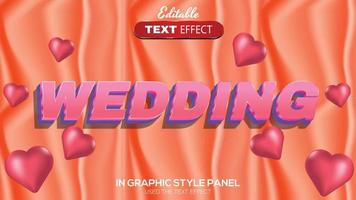 3d redigerbar text effekt bröllop tema vektor