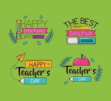 glad lärares dag firande designuppsättning vektor